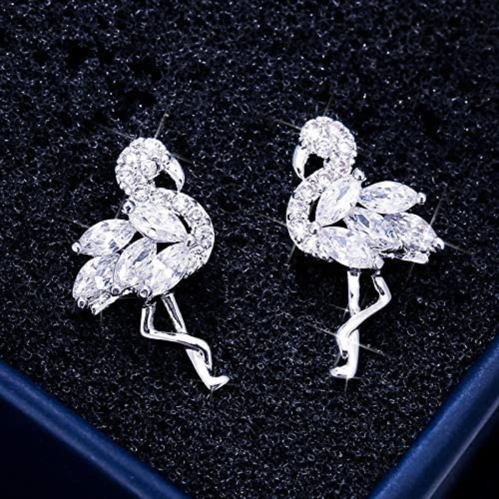 Sterling Silver Diamond Stud Earrings